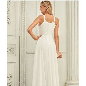 JJ house wedding dress A-line Scoop Floor-Length Chiffon Wedding Dress #250142